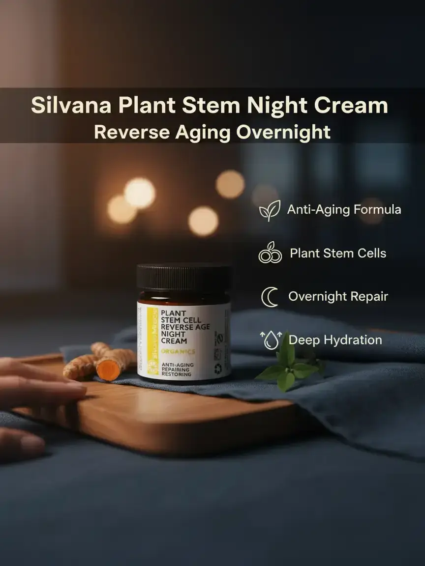 Plant Stem Cell Overnight Moisturizer with Turmeric and Resveratrol - Lightweight Anti Wrinkle Cream for Hydrating & Smoothing Skin, Fragrance-Free