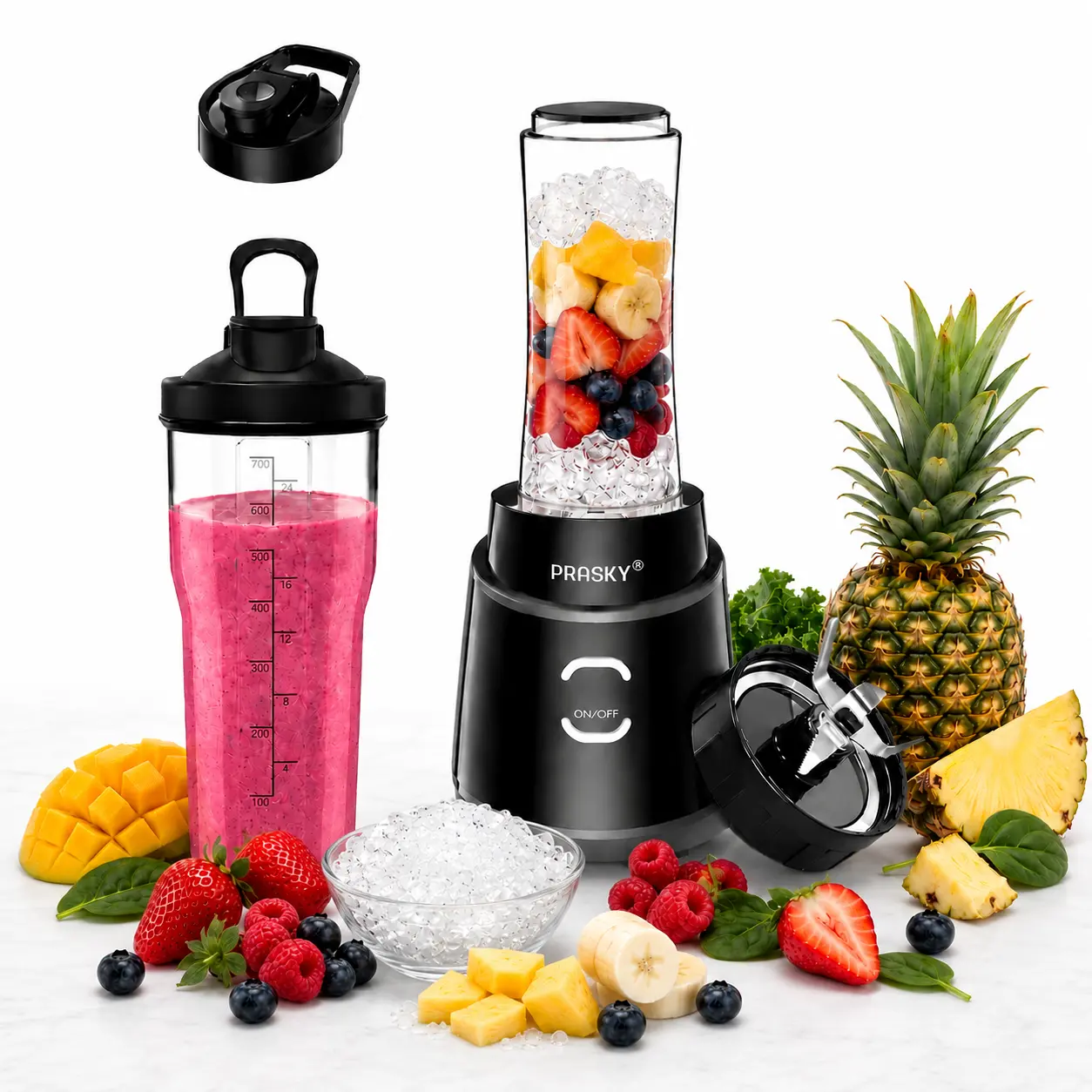 PRASKY Blender for Smoothies, Powerful 900W Personal Blender with Portable Cups, Single Serve Smoothie Maker for Protein Shakes, Fresh Juices, Frozen Drinks & Crushed Ice, BPA-Free Countertop Blender tiktokshopbacktoschool