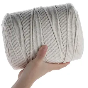 3mm/4mm x 550yards Macrame Cord, Chunky Yarn, 4 Strand Twisted Soft Cotton Cord for Handmade Wall Hanging, Dreamcatcher, Plant Hangers, Knitting, Craft Cord