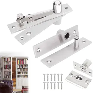 Heavy Duty Pivot Hinge Set with Door Ball Catch for  Door,   Door Hinge for  Door, Swing Door, with 360  Rotation, Invisible Pivot Door Hardware for Bookshelf.
