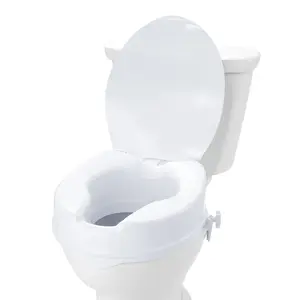 Raised Toilet Seat With 4-Inch Height, 300 Lb Weight Capacity, Universal Toilet Seat Riser, Secure Screw Rod Locking, Includes Toilet Seat, For Elderly, Disabled, Handicap, Patients, Pregnant, Medical Use, Bathroom Safety Aid