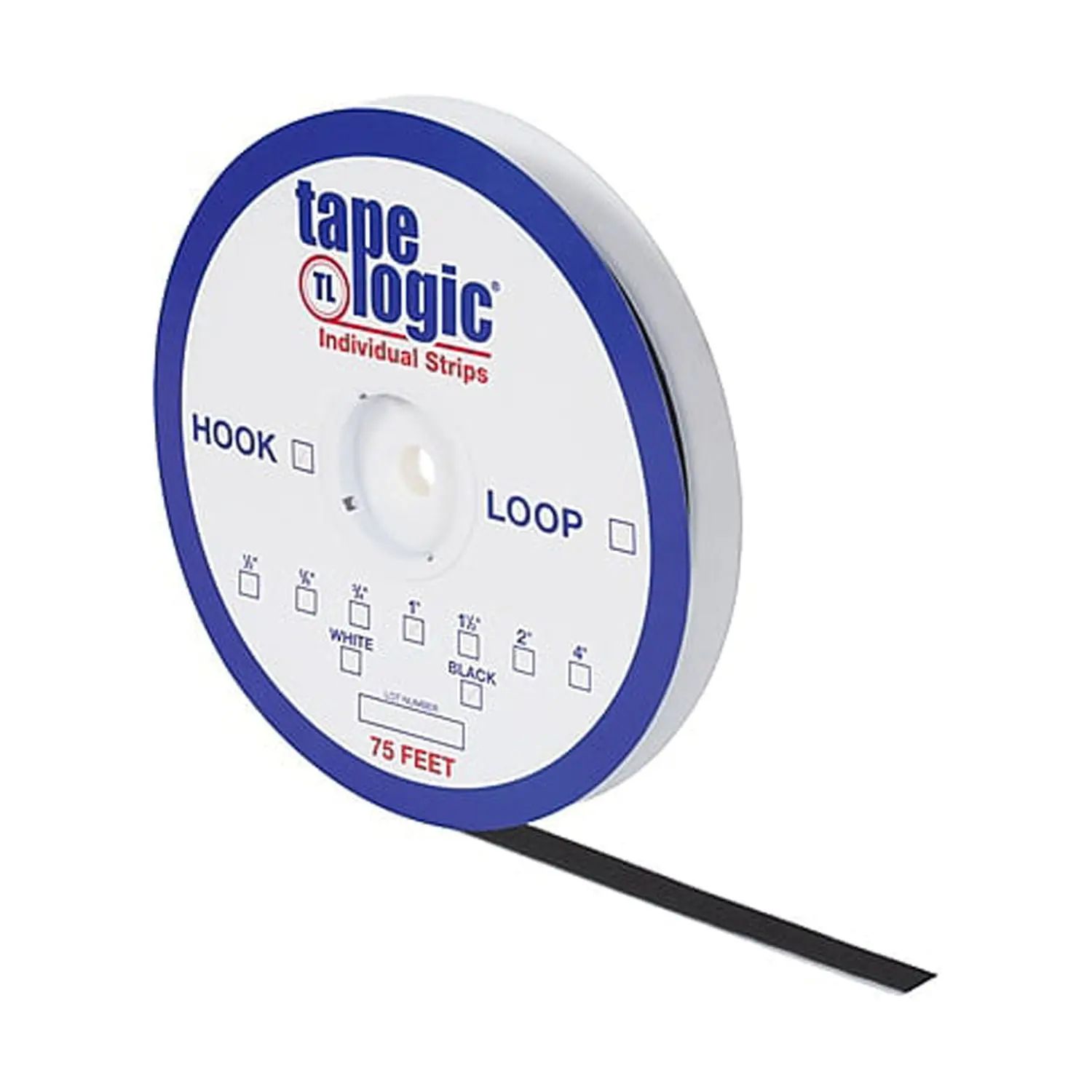 Tape Logic HLT122 Hook and Loop Individual Tape Strips, 2 in x 75 ft (2" w x 75 l), Black, for Displays & Hanging Signs