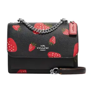 COACH Klare Mini Strawberry Print Leather Accordion Crossbody Bag for Women