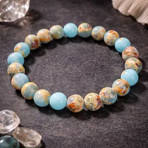 Amethyst-Style Bead Bracelet, Stretch Fit - 8mm Beads