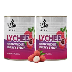 Fusion Select 2 Packs Canned Lychees in Syrup - Ready to Serve Canned Lychee Fruit - Peeled Whole in Heavy Syrup - For Bubble Tea, Boba Topping, Desserts, Garnishes, Fruit Salad - 40oz
