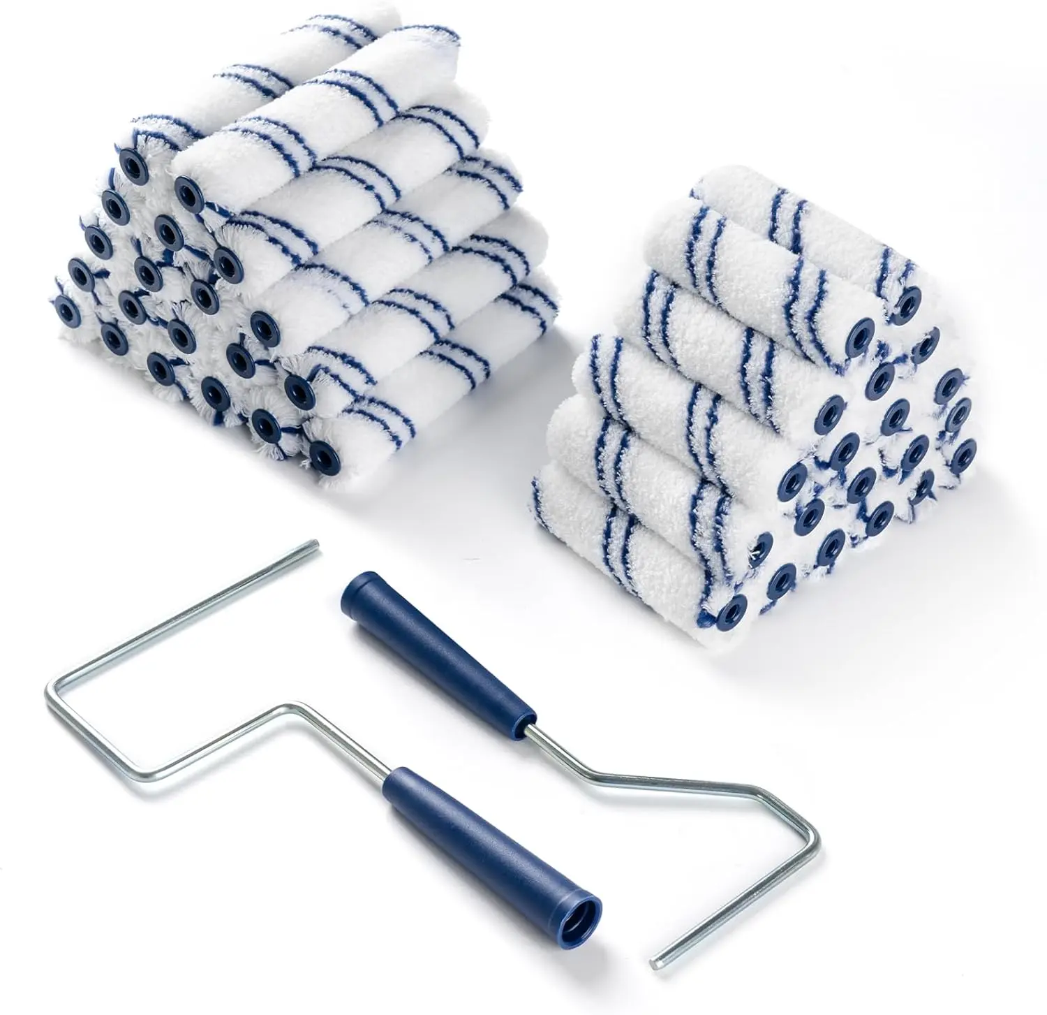 Microfiber Paint Roller, 3/8" Nap, 4 and 6 Inch, 40 Pack | Small Paint Roller Covers, 2Pcs Anti Rust Metal Roller Frames, Mini Paint Rollers, for House Painting, Wall Painting Tool