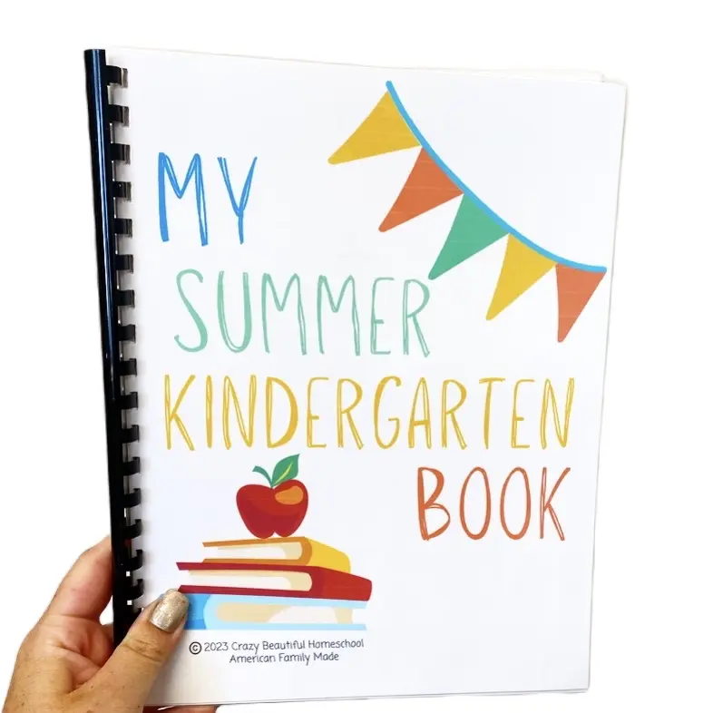 Summer Kindergarten Children's Activity Paper Book - English Study Supplies with Alphabet Learning, Beginning Sounds, Patterns, Counting, Includes 4 Coloring Pages