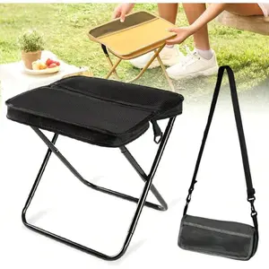 Portable Stool For Mountaineering And Hiking, 2026 New Lightweight Foldable Stool With Carrying Bag, Outdoor Footstool For Picnic Hiking Fishing (Black, Large)