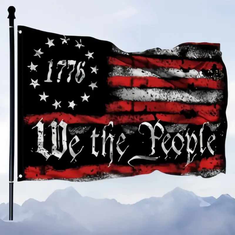 We The People 1776 Distressed Betsy Ross Flag, Patriotic American Outdoor Yard Flag