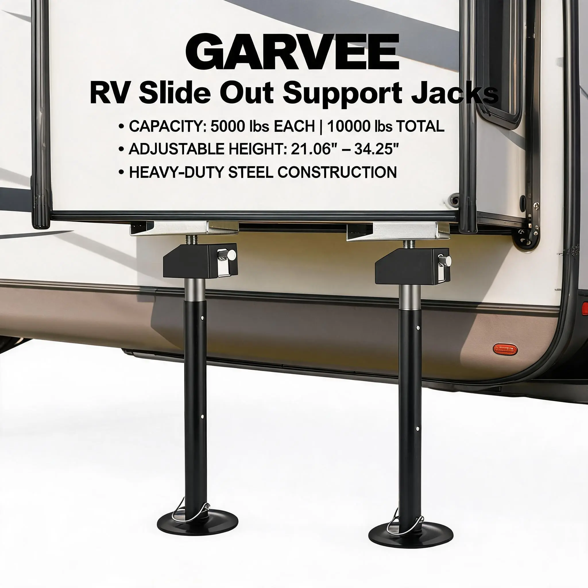 【fathersdaygift】 GARVEE Adjustable Heavy-Duty Steel RV Slide Out Support Jacks Available in 2 or 4 Pack, with Capacities of 5,000 or 10,000 Lbs, Height Range 21.06" to 34.25", Black Finish for Reliable RV Support Automotive Vehicle Tool Automotive Tire In