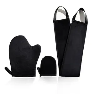 Self-tanning Kit, 3pcs/set Black Skin Oil Applicator Gloves, Exfoliating Mitt & Back Scrubber, Professional Manual Massage Tools, Body Care Tool for Men & Women