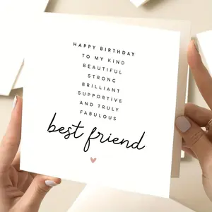 Best Friend Letter Pattern Birthday Card, Happy Birthday Card with Envelope, Birthday Gift for Bestie, Friendship Card, Greeting Card for Birthday, Positive Message Card