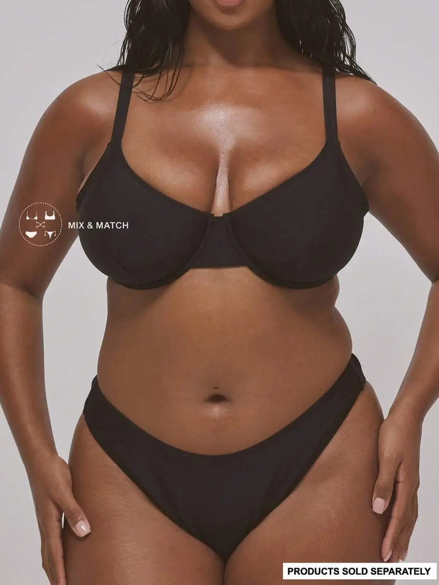 Women's Plus Size Bikini Top, Casual Structured Swim Top with Thick Straps, Underwire, and Breathable Elastane for Beach Vacations, 4Xl, Do Not Dry Clean, Structured Top