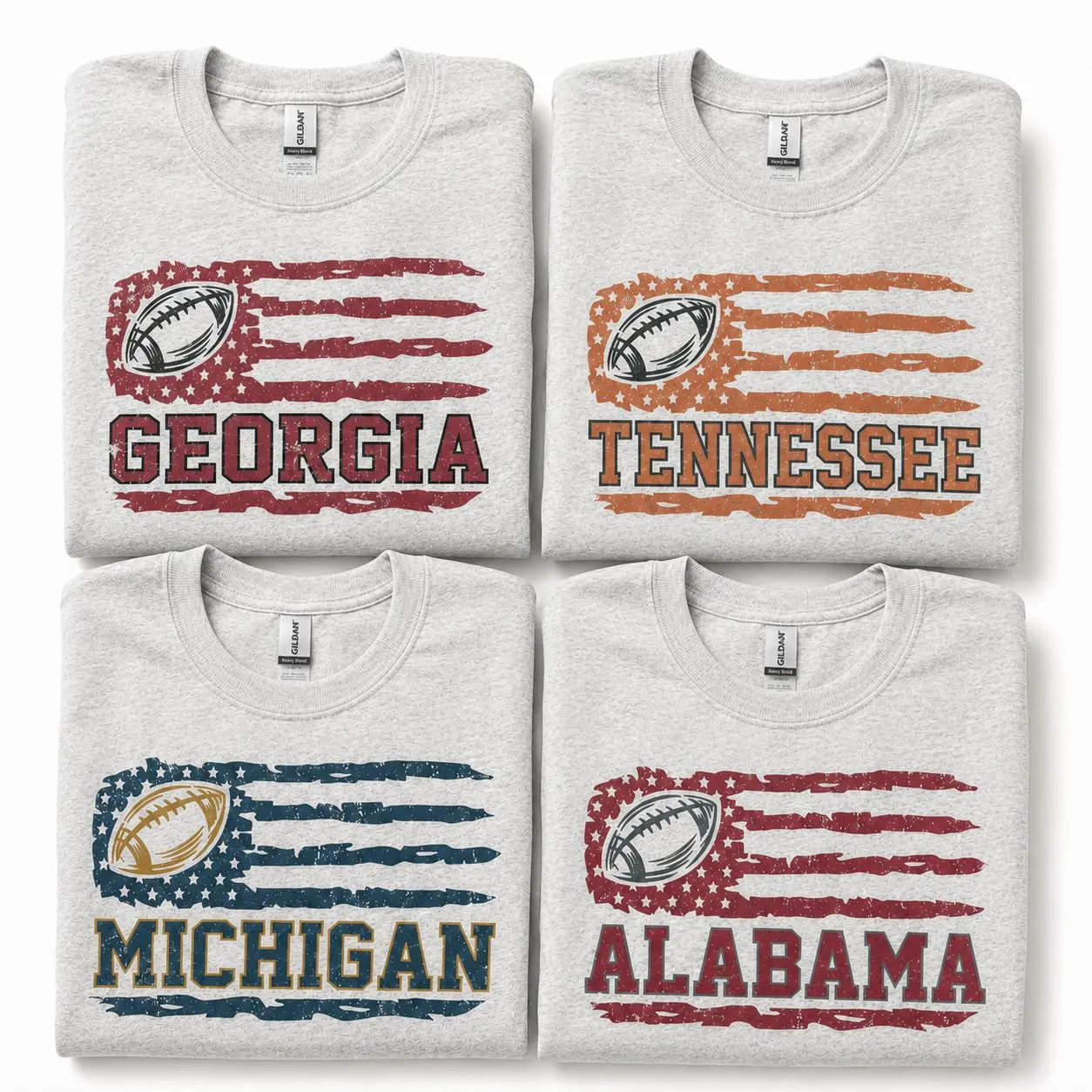 College Football Flag T-Shirt, Unisex Fit Short Sleeve, Soft Cotton-Polyester Blend, Casual Game Day Shirt