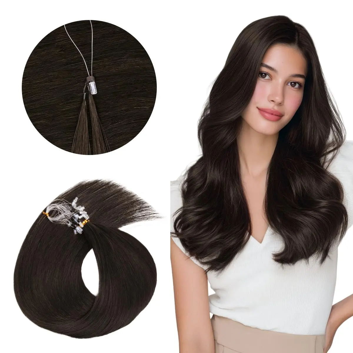 GOO GOO Micro Link Pro FeathDual Tip Hair Extensions Remy Human Hair, Invisible Loop Hair Extensions Straight Hair for Natural Look & Volume Summer Hair Reuseable Summer Hairstyles #sohochic