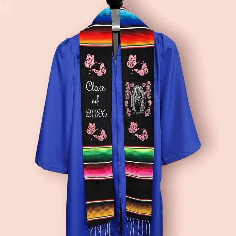 Class of 2026 Virgen/Butterfly Mexican Sarape Graduation Stole