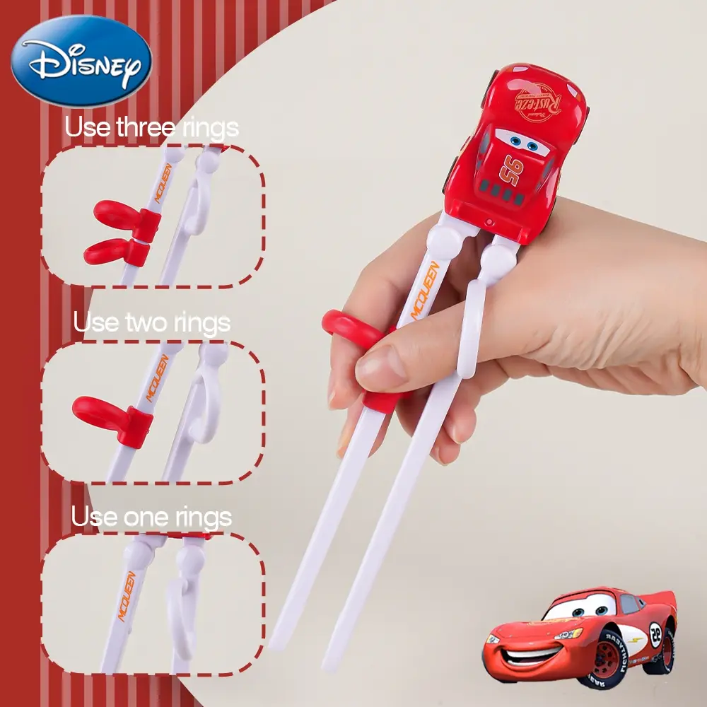 Disney Officially Licensed Stitch Mcqueen Car 3D Cartoon Cute Kids Chopsticks Reusable, Kitchenware, Tableware, Cutlery, Food Grade Health Non-Slip Handle, Safe Drop-Proof Picnic Utensils