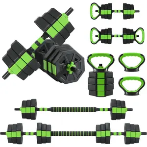 4-in-1 Adjustable Weight Set 66 LBS for Home Gym - Dumbbell Barbell Kettlebell & Push Up Stand Converter | Versatile Strength Training Equipment with Anti-Slip Handle | Space-Saving Free Weights for Full Body Workout, Men & Women