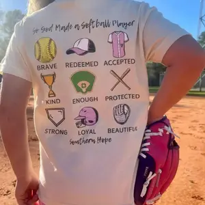 Youth God Made a Softball Player Tee, Inspirational Sports Shirt for Kjds, Athletic Gift for Daaughter or S0n, Back to School Team Shirt