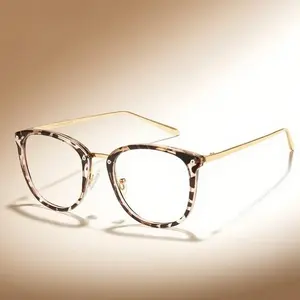 Anti Blue Light Glasses, Blue Light Blocking Lens, Full Rim Metal TR90 Cat Eye-Square Frame, HD Non-Prescription, Lightweight PC Eyewear for Office-Gaming, Unisex Female Fashion Accessory outdoorfun