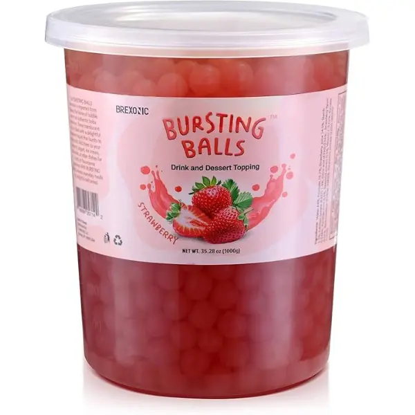 BREXONIC Boba Pearls Popping Bursting Boba, Tapioca Pearls For Bubble Tea (Strawberry , 2 LB 1 Pack)