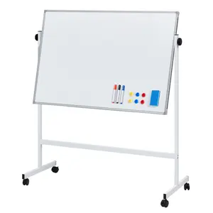 Rolling Whiteboard on Wheels, Double-Sided Magnetic Dry Erase Board with Height Adjustable Aluminum Stand, 46x32 Inch Mobile Easel for Home Office Classroom Teaching