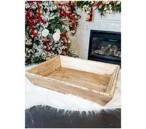Simply Stunning 20" Beaded Wooden Box Tray by Janine Graff
