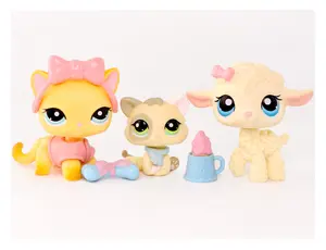 Pet Shop Mini Shorthair Cat Kitten Collie Great Dane Cocker Spaniel Lamb Bobble Head Adorable Collectible Figures with Accessories for Kids Gift