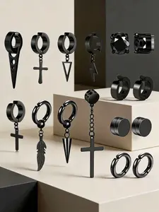 16-Piece Magnetic Stainless Steel Ear Cuffs Set, Various Colors Available, Perfect for Daily Wear or Parties, Ideal Gift for Friends and Family, Versatile Earrings