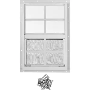 Garvee 14x21 Inch Aluminum Shed Window 1 Pack, Flush Mount Sliding Window with Tempered Glass & Screen for Shed, Chicken Coop, Playhouse, Garage Ventilation