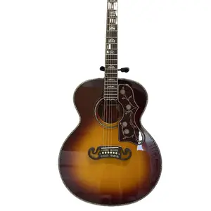 Sunset Gradient Jumbo Solid spruce 6 String Acoustic Guitar Abalone Inlay Fretboard