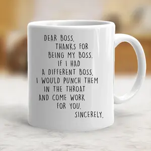 Ceramic "Thanks For Being My Boss" Kitchenware Mug, Stylish Classic Drink Beverage Mug for Coworkers - scs10109