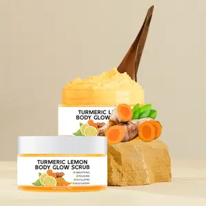 Turmeric Lemon Body Scrub for Bath – Gentle Formula for Body, Feet & Hands, Cleanses and Moisturizes Skin, Suitable for Men and Women, Turmeric Body Scrub for Full Body