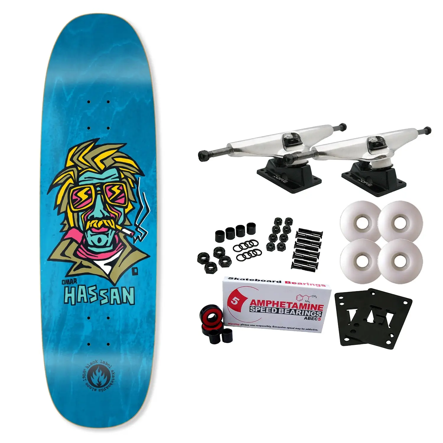 Black Label Skateboard Complete Omar Hassan Smoking Section Black Widow Assorted 9.25" x 32.25"