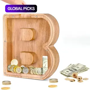 2026 New Letter Piggy Bank, Wooden Savings Box, Cash Saving Box, Must-Have Coin & Bill Storage, Wooden Money Box & Storage Jar with Clear Acrylic Lid, for Adults & Kids, DIY Combination, Living Room/Bedroom Decor, Perfect Birthday Gift #GLOBAL PICKS