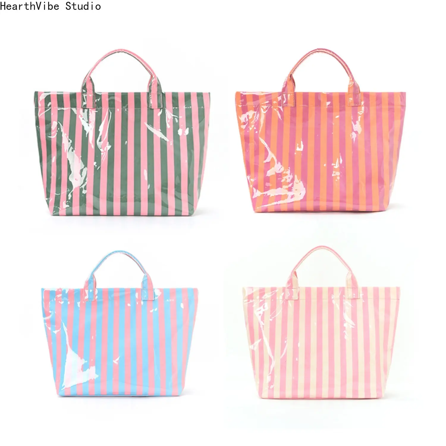 Striped Tote Bag - Large-Capacity, Lightweight Casual Commuter Shoulder Bag for All-Season Outdoor Activities, Bags