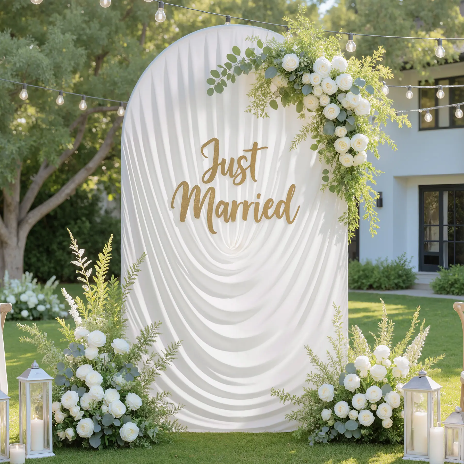 Solid White Elastane Draped Arch Cover for 6-7.2ft Frame, Stretchy Backdrop Wrap for Weddings, Party Background Decoration, Photoshoot Backdrops (Stand Excluded) | Summer Sale, Mid Year Sale, Deals For You Day