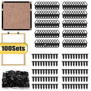 100 Sets Picture Hangers with Screws Small Triangle Ring Light Duty D Rings Wall Mounted Hanger for Clock Mirror Paintings Artwork Picture Frame Wall Hanging Fastener