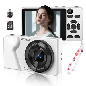 Dual-camera fully automatic digital camera, 4K retro CCD card camera, 64MP built-in beauty filter, 18X entry-level digital camera, 2000 mA, free 32GB SD card, OTG, portable Vlog camera
