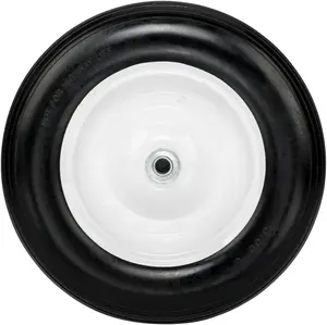 14.5 inch 3.50-8 Flat Free Tire with 5/8 & 3/4 Bearings, 3" Center Hub Universal Solid Tire and Wheel for Wheelbarrow Garden Cart