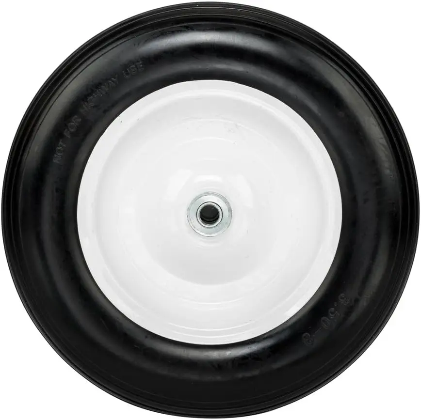 14.5 inch 3.50-8 Flat Free Tire with 5/8 & 3/4 Bearings, 3" Center Hub Universal Solid Tire and Wheel for Wheelbarrow Garden Cart