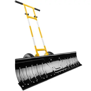 Best Choice Products 48in Hand Snow Pusher w/ 2 Wheels, Adjustable Handle, Blade Angle, Reflective Tape