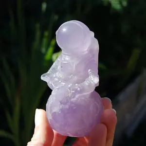 4in Purple Fluorite Crystal Astronaut on Moon
