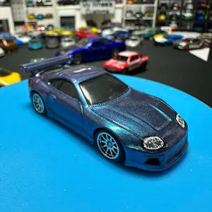 Custom Toyota Supra Model Car - Blue Glitter Finish - Detailed Replica for Collectors
