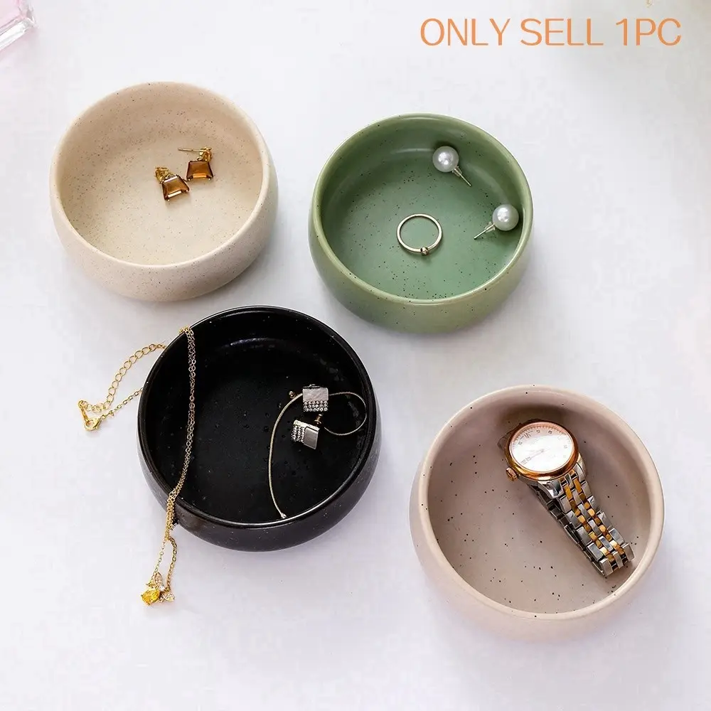 1pc, Ceramic accessory storage tray; Jewelry storage dish; Circular ring and earring storage tray; Multi-functional household small plate; Small serving dish; Snack dish; Sauce dish