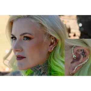 3D Snake Design Ear Cuff - Single Left Cuff-Type, Edgy Statement Fashion Costume Jewelry Accessory, Snake Design Earrings