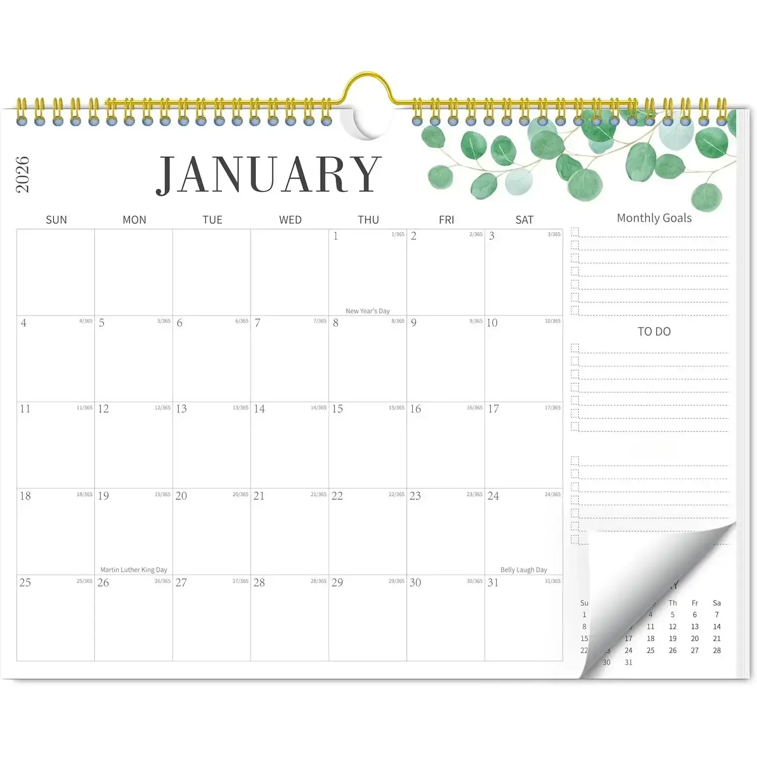 Aesthetic Wall Calendar 2025-2026, 17 Monthly Horizontal Hanging Calendar with Julian Dates from August 2025 to December 2026, 14.5" x 11.5" Minimalist Modern & Simple Paper Wall Calendar for School, Home, Office