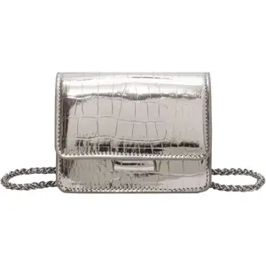 PU Leathe Mini Crossbody Bags for Women's, Y2k Mini Square Purse with Chain Strap Fashion Women Small Evening Bags