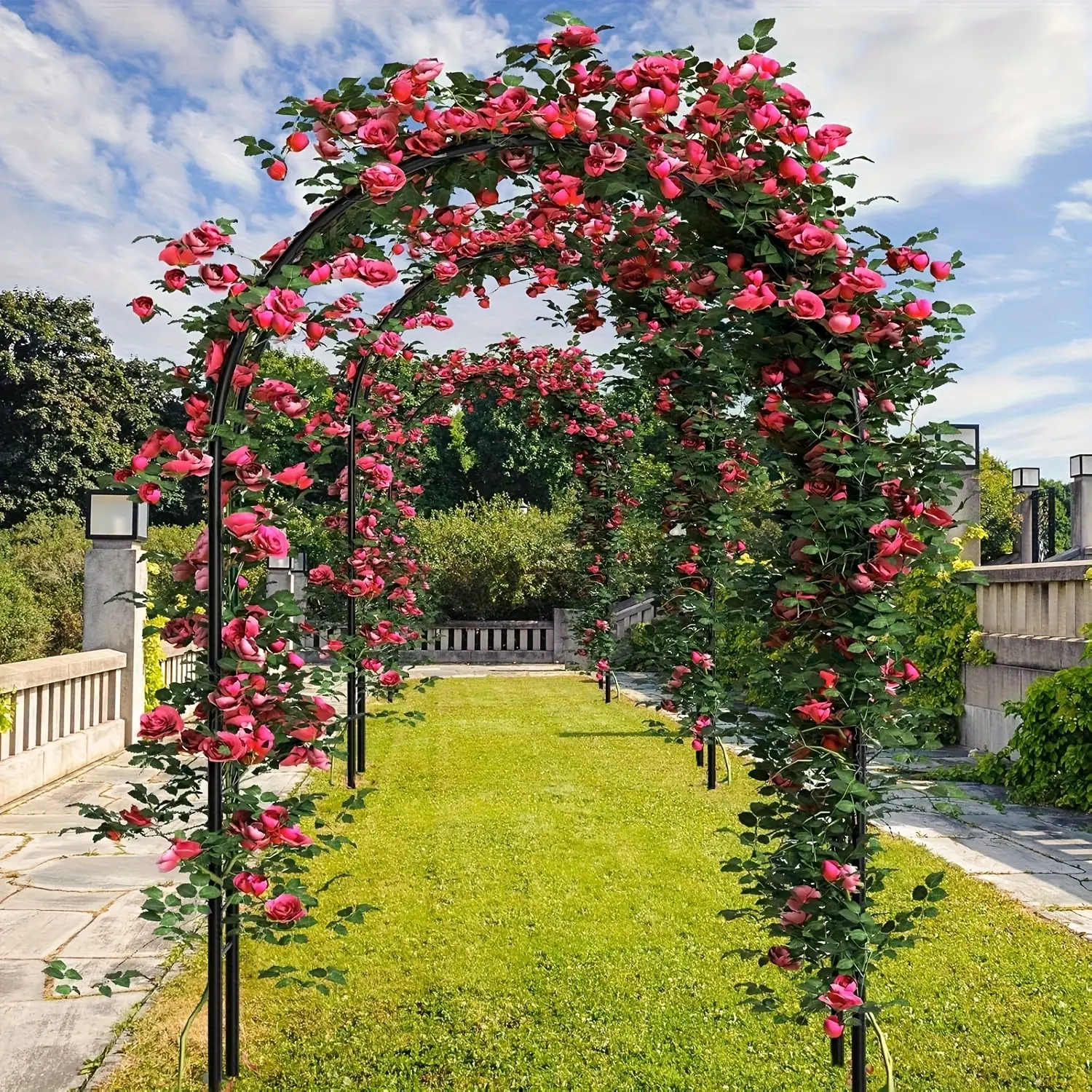 Metal Garden Arch Trellis - Free-Assembly Outdoor Decor, Backyard Climbing Plant Stand & Support for Weddings, Home Improvement Garden Supplies, Yard Decor, Backyard Decor