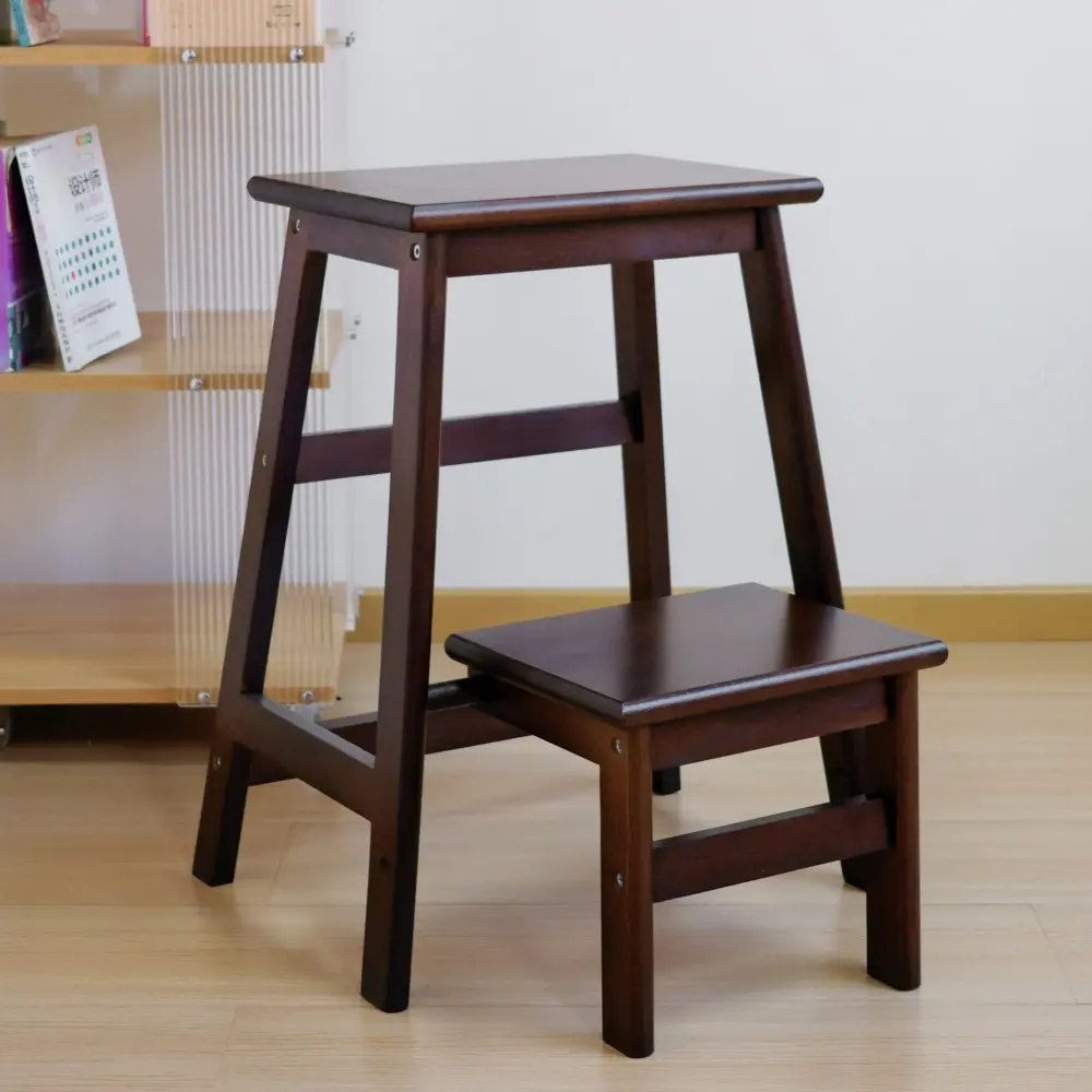 1pc, folding ladder stool 2-in-1 thick wooden ladder stool dual-use for climbing stairs